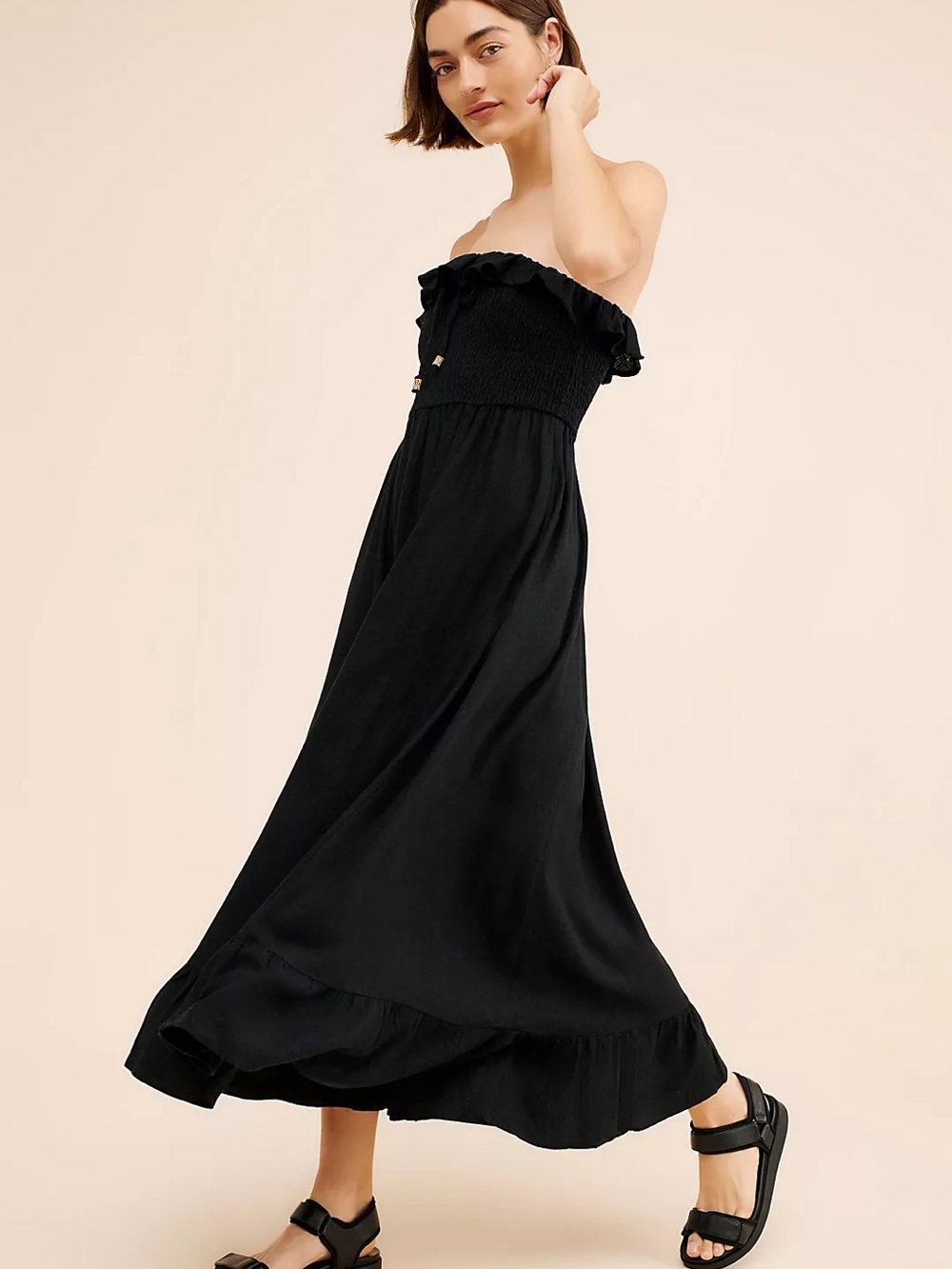 Free People Lush Life Linen Strapless Maxi Dress